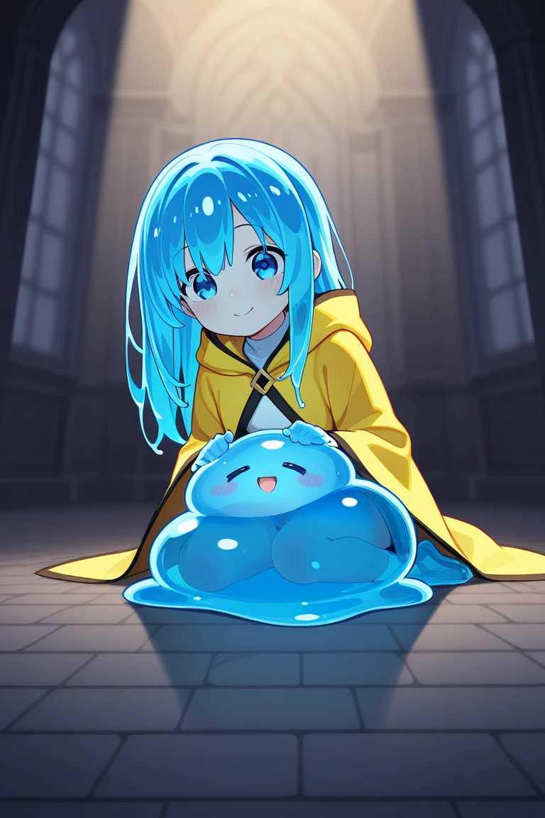 Create an icon featuring a friendly and charismatic blue Slime - SeaArt AI