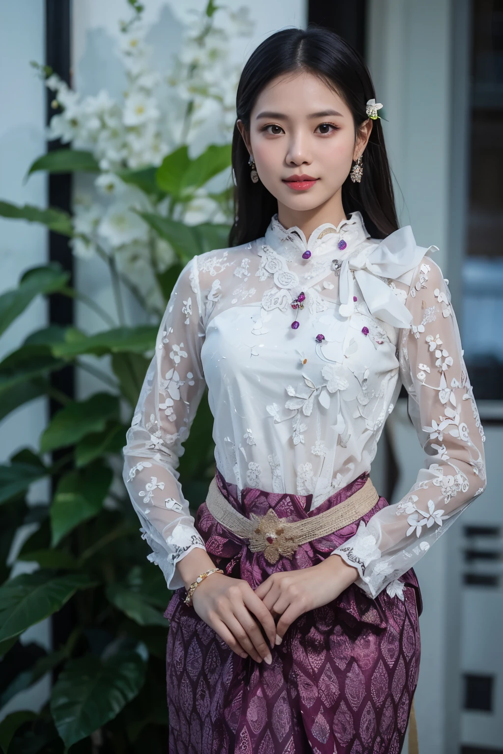 Khmer woman in Khmer traditional dress for celebrate Khmer New Year