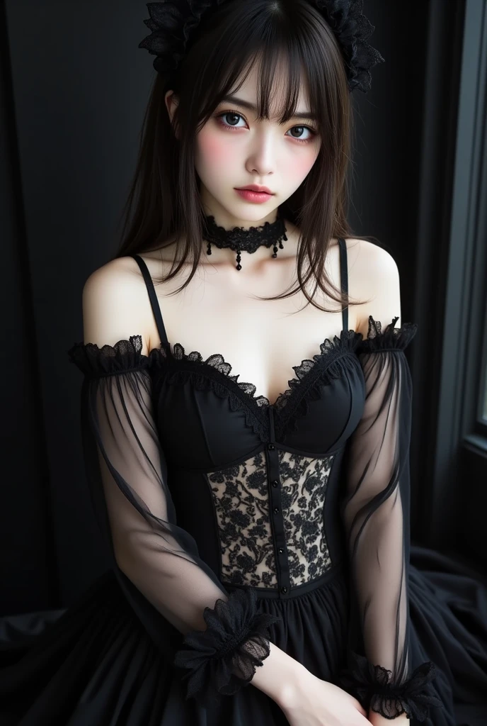 Lie face down on the bed、It's cute to see you, 2, Realistic, she is wearing shorts, She is wearing floral pajamas, short hair.Shoulder Bare、Chest visible from the front