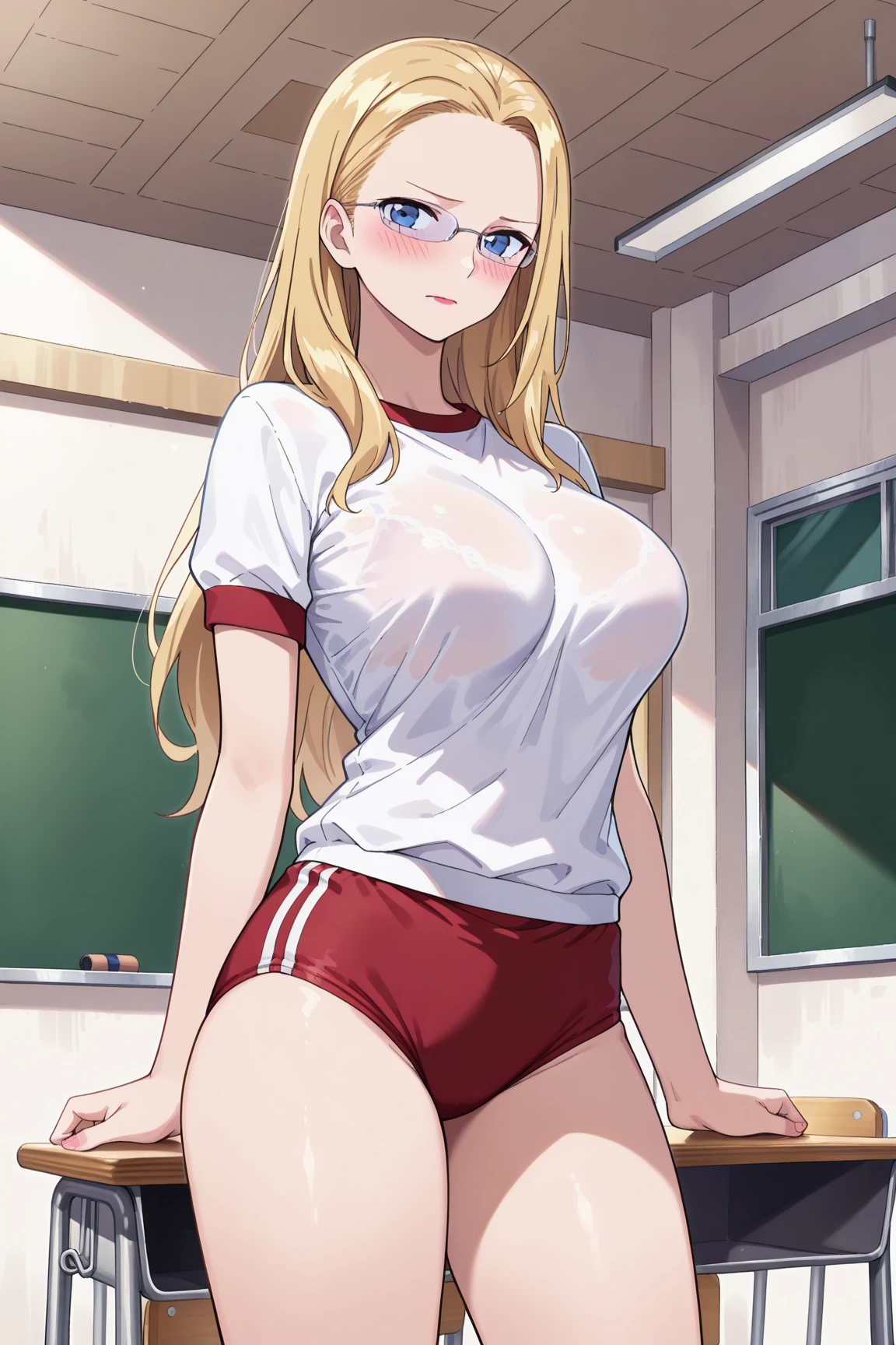 (high school girl、Tan Skin、Brown skin、Earrings、Change of clothes、Completely naked、pubic hair)、(Hairstyle:french braid、Blonde)、locker room