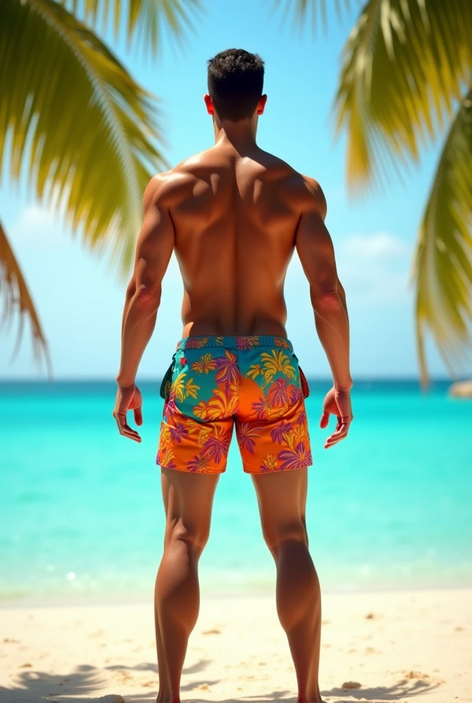 Create photos with man in swim trunks with large volume