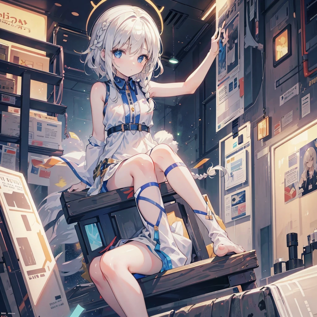 masutepiece, High resolution, Anime-style beautiful girl, Being in a dirty beaker, Immersion in liquid, homunculus, Magic Circle, Small room with phosphorescent flash, Perfect Beautiful Girl, No clothes, glowing from the inside, Staring at the viewer, laught, 3D Rendering, Perspective, Awesome anime illustrations, Impressive lighting, Fantastic, dangerous, immensity