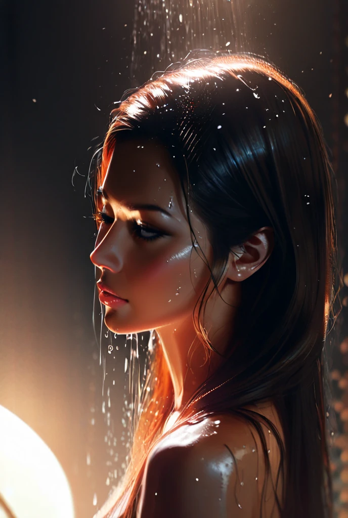Dark Ambient silhouette of a beautiful woman, relief, oil painting, red-yellow drops, thin smooth lines, wax, long strokes, light delicate shades, + 36.5 mm f0 cinematic quality, + style by Jeremy Mann, Peter Elson, Alex Maleev, Ryohei Hase, Rafael Sanzio, Pino Daeni, Charlie Bowater, Albert Joseph Peno, Ray Caesar, Giger, Jay Fu, Gustave Dore, Stephen Gammell, masterpiece of artistic portrait, multi-layered sheets, techniques used: lithography, chiaroscuro, atmospheric perspective, unreal engine, Greg Rutkowski, Leusch, Rads, Beeple, Makoto Shinkai and Lois van Baerle, Ilya Kuvshinov, Rossdros, Tom Bagshaw, Alphonse Mucha, global coverage, detailed and complex environments...biopunk style, doll face, intricate fine line art, intricate, 8k, ultra detail, artstation trends, sharp focus, studio photography, intricate detail, high detail, by Greg Rutkowski, cleavage, sexy