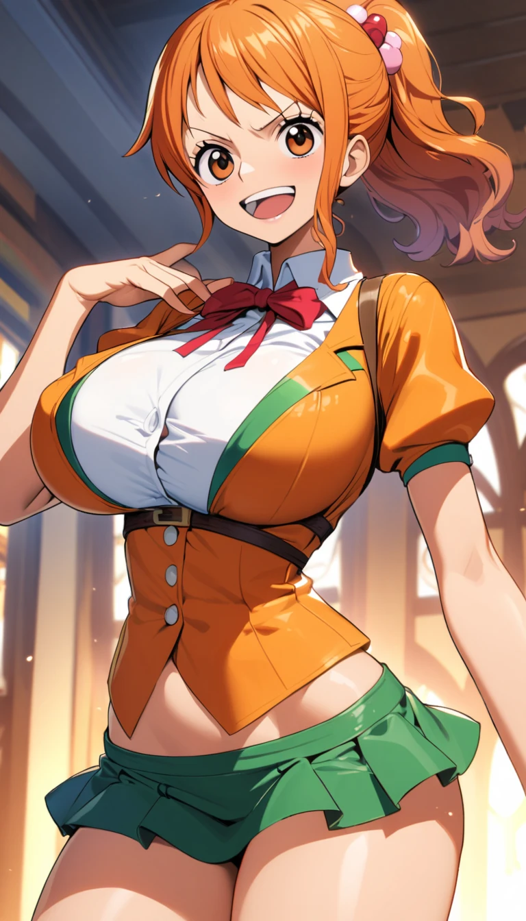 ((masterpiece)), ((best quality)), ((illustration)), ((anime coloring)), ((8k)), nsfw, vulgarity, (pointy breasts), narrow waist, ((black detailed netting sheer playboy bunny)), stockings, cute, a anime 20s female, ((dark skin:1.4)), red hair, green tale, ponytail, smile, ((front view)), bedroom, night,