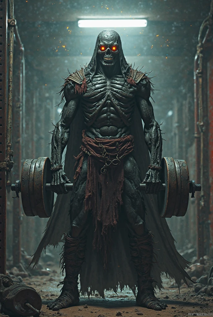 masterpiece, full body, 1 man, one male, a muscular man, very tall bodybuilder, focus on the man, 8k, high resolution, (Best illustrations), 8k UHD resolution, Intricate details, High quality, Realistic, Ultra detailed, Best lighting, Best shadows, Soft lighting, Ultra HD, Dungeon and Dragon, Caves, Dungeon, A necromancer. natta、Dark style、Succubus、Son of the Devil、(Devil's Tail)、(bright red eyes: 1.6)、​ masterpiece, beautiful face, Tindall effect, realistic photos, (high detail masks: 1.2), 8KUHD, SLR digital, high quality, one image, high resolution, nonsense, distortion, best ratio four fingers and a thumb, 女の子1人, shaved head, shiny red gemstone necklace, jewelry, beautiful expression, body up, man, 30 years old with shaved head, pale skin, white skin, very muscular, very tall, large pectorals, muscular arms and legs, very marked abs, Tindall effect, photorealistic, (high detail skins: 1.2)