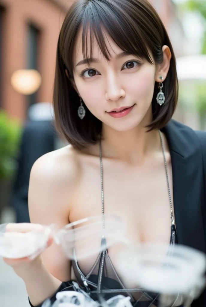 Best-quality, Masterpiece, Ultra-High-Resolution, (Photorealistic:1.4), Raw-Photo, 1girl, 15-years-old, the most popular Japanese idol, having fun at drinking party, wearing only colorful-dress with cute-design, face-focus, (((blushing, completely-drunk))), extremely cute face like the most famous Japanese idol, extremely beautiful big-black-eyes, extremely beautiful black-short-cut-haired, extremely beautiful skins, extremely beautiful long-eyelashes, extremely beautiful lips, extremely beautiful body, extremely beautiful thighs, detailed blushing-face, detailed completely-drunk, detailed colorful-dress-with-cute-design, detailed drinking-party