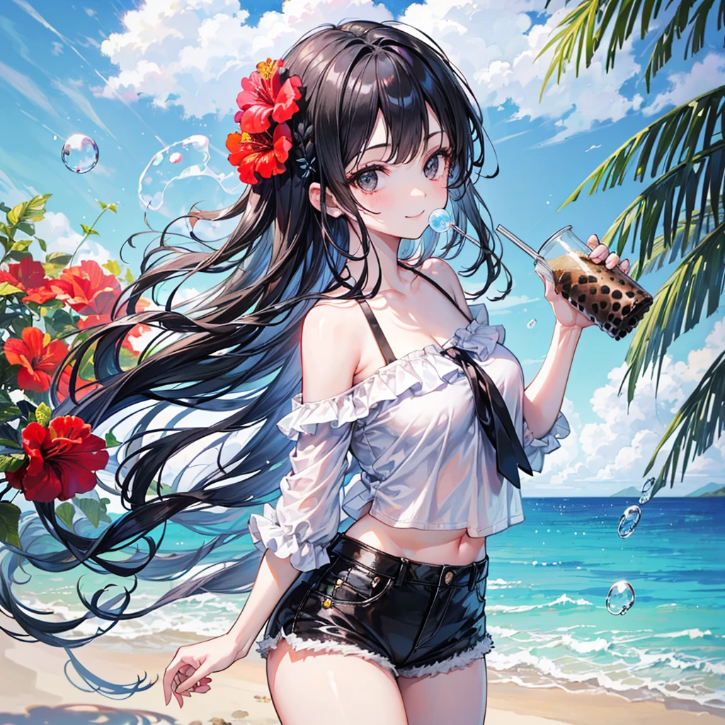 At the BeachSoft creamを食べるビキニ姿のアニメの女の子, Lo-fi Girl, Retro Anime Girls, 80s anime art style, Beautiful anime art style, At the Beach, Lofi Art, 80s anime art style, Anime illustration, 80s anime art style, High quality anime art style, Anime Style 4k, Anime Wallpaper