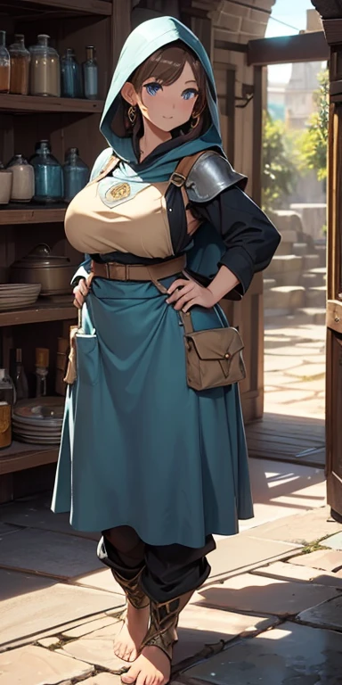 thick woman , medieval clothes , big chubby tits