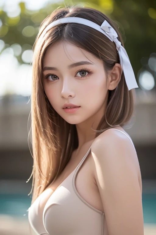 Strong light, Strong contrast, In an open-roofed cave、Sunlight shines through green moss and ferns。, And open( Ocean view:1.1) bottom, Cel-shaded rendering, 4K, 360 degrees, Equirectangular projection, What, One girl, 30-year-old female、Beautiful woman、Long Blonde Hair、White Latex Leotard、White long boots、White arm covers、masterpiece, 最high quality, high quality, High resolution, (((Face close-up)))、Large Breasts、Cleavage
