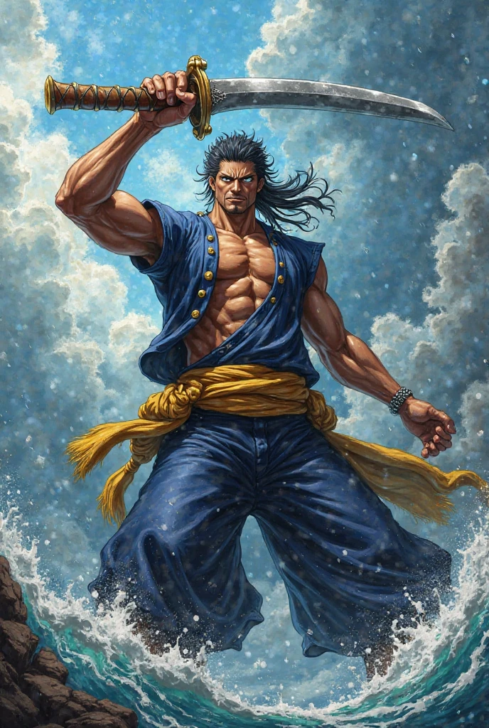 warrior, martial arts, waves, master of the waters, flowing clothes --auto --s2