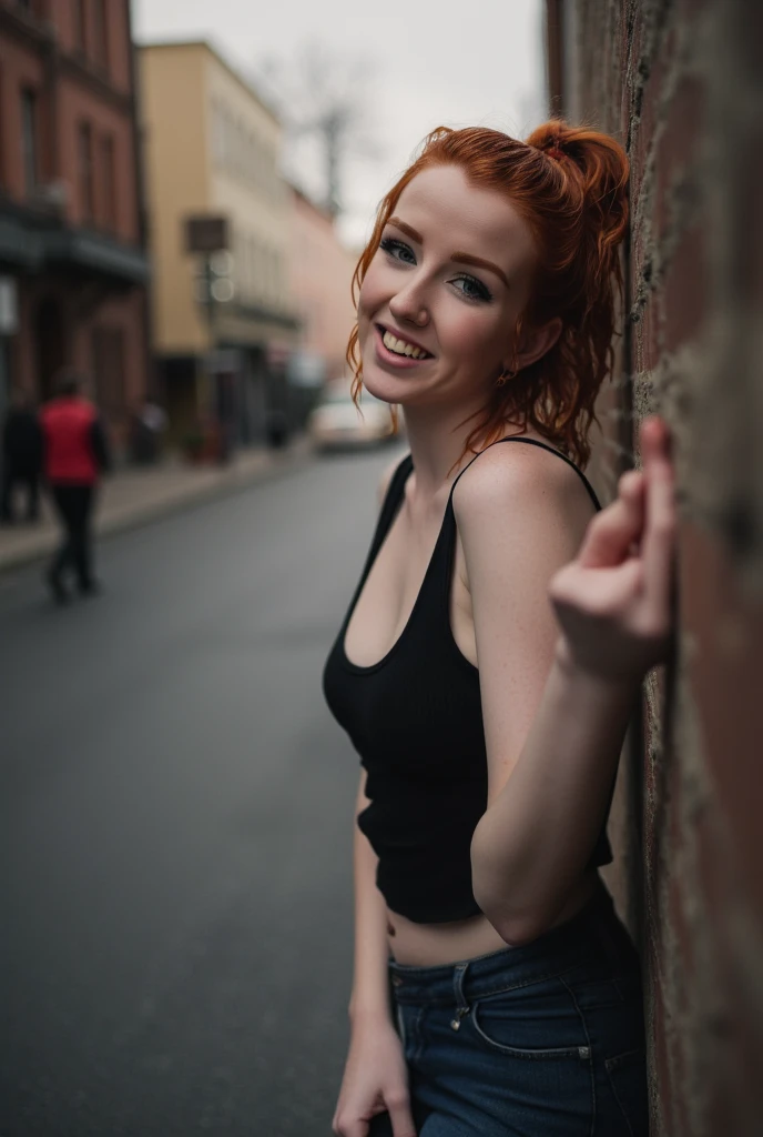 Hayley Williams under a bridge completely naked and smiling