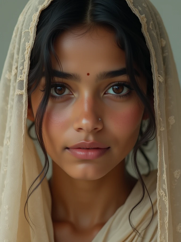 Full body shot photo of a 34years old Bengali Muslim hijabi girl , wearing a Bengali style loose casual nighty detailed face , detailed eye ,best quality masterpiece, photorealistic, detailed, 8k, HDR, shallow depth of field, broad light, high contrast, backlighting, bloom, light sparkles, chromatic aberration, sharp focus, RAW color photo,
