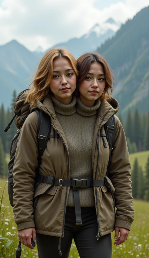 (photorealistic), beautiful lighting, best quality, realistic, full body portrait, real picture, intricate details, depth of field, 2 girls lesbian kissing, Filipino woman, 24-years-old, in a cold snowstorm, a wings, A very muscular solider girl with haircut, wearing winter camo military fatigues, camo plate carrier rig, combat gloves, (magazin pouches), (kneepads), highly-detailed, perfect face, hazel eyes, lips, wide hips, small waist, tall, make up, tacticool, Fujifilm XT3, outdoors, bright day, Beautiful lighting, RAW photo, 8k uhd, film grain, ((bokeh))
