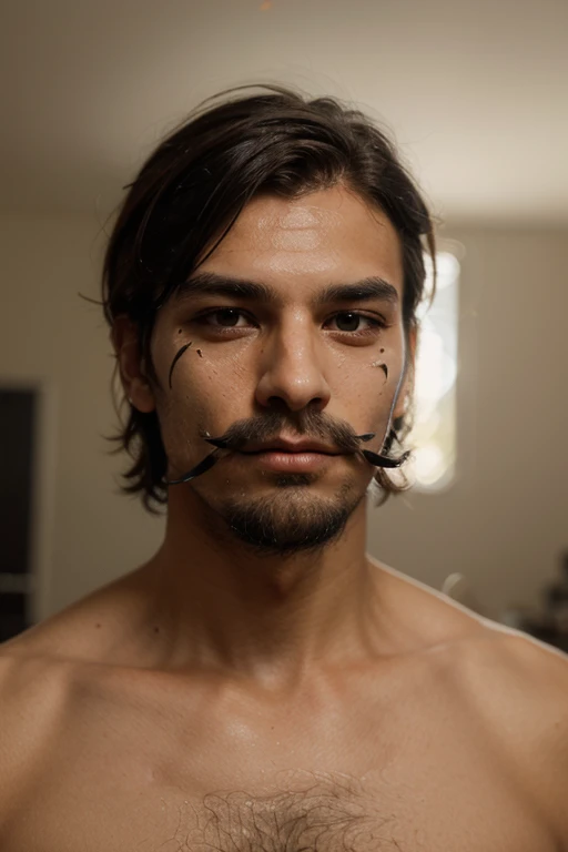 there is a man that is getting his face shaved by a man, spit flying from mouth, cream dripping on face, clean brutal blooded face, tiktok video, spitting cushions from his mouth, face melting, facial, perfect facial detail, ymmm and that smell, extreme facial detail, indian master, with a gullet at the end, focus on facial - detail!!!!!!