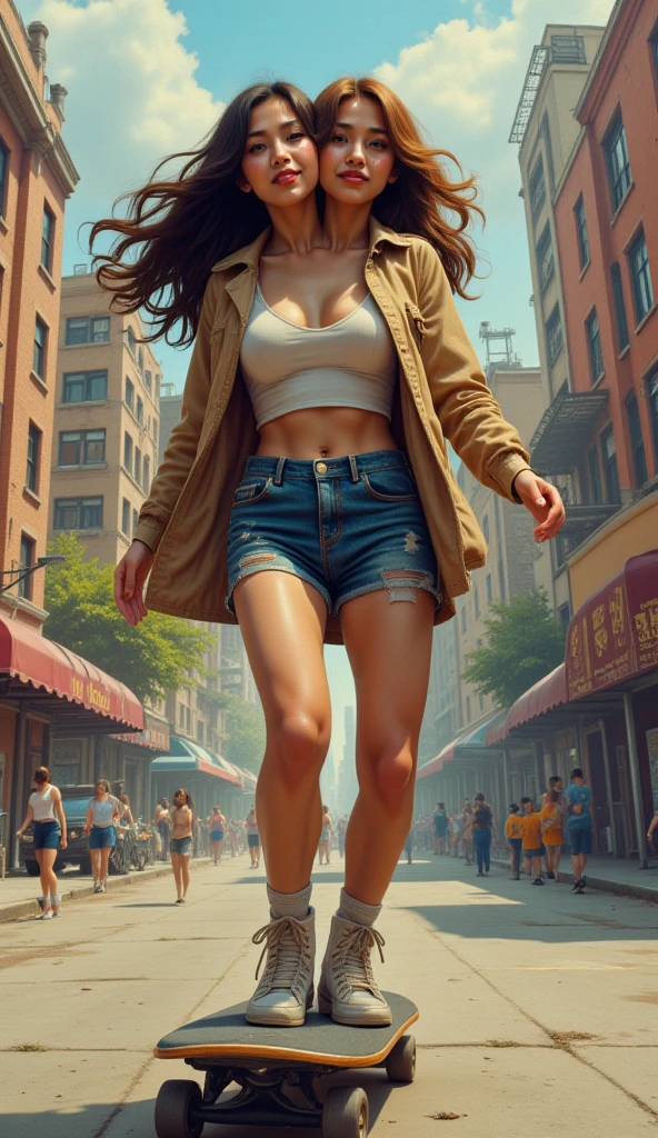 ((A dynamic breaking dance battle between two girls in the rain)), onlookers gathered around, beautiful detailed eyes, beautiful detailed lips, extremely detailed eyes and face, long eyelashes, flowing wet hair, dynamic poses, intricate choreography, dramatic lighting, outdoor stage, gritty urban backdrop, neon signs, (best quality,4k,8k,highres,masterpiece:1.2),ultra-detailed,(realistic,photorealistic,photo-realistic:1.37),cinematic composition,vibrant colors,dramatic chiaroscuro lighting