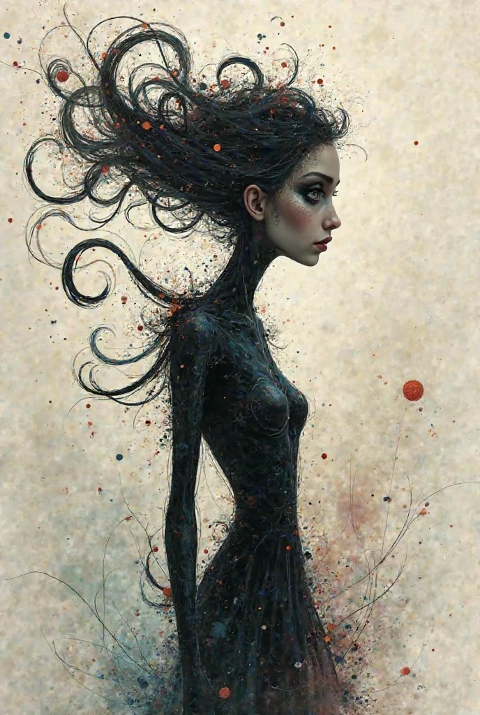 Inky: A dreamy and artistic character created with flowing ink strokes ...