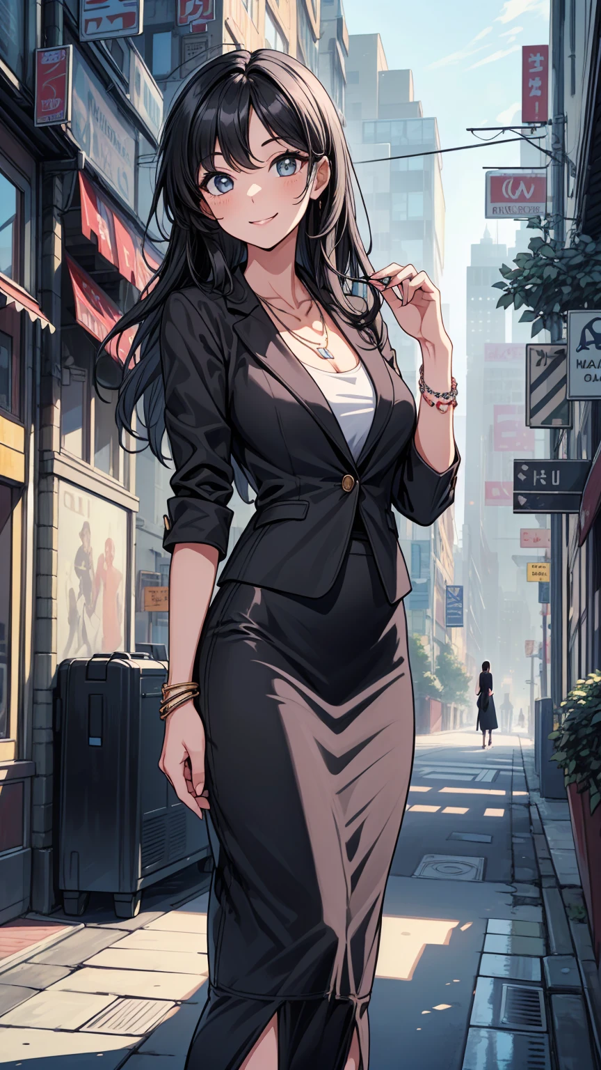 Female yakuza boss wearing a suit, japanese aesthetic, alone, solo, (ALONE)(SOLO), chery blossom falling, serious look in her eye, the boss, wearing sunglasses