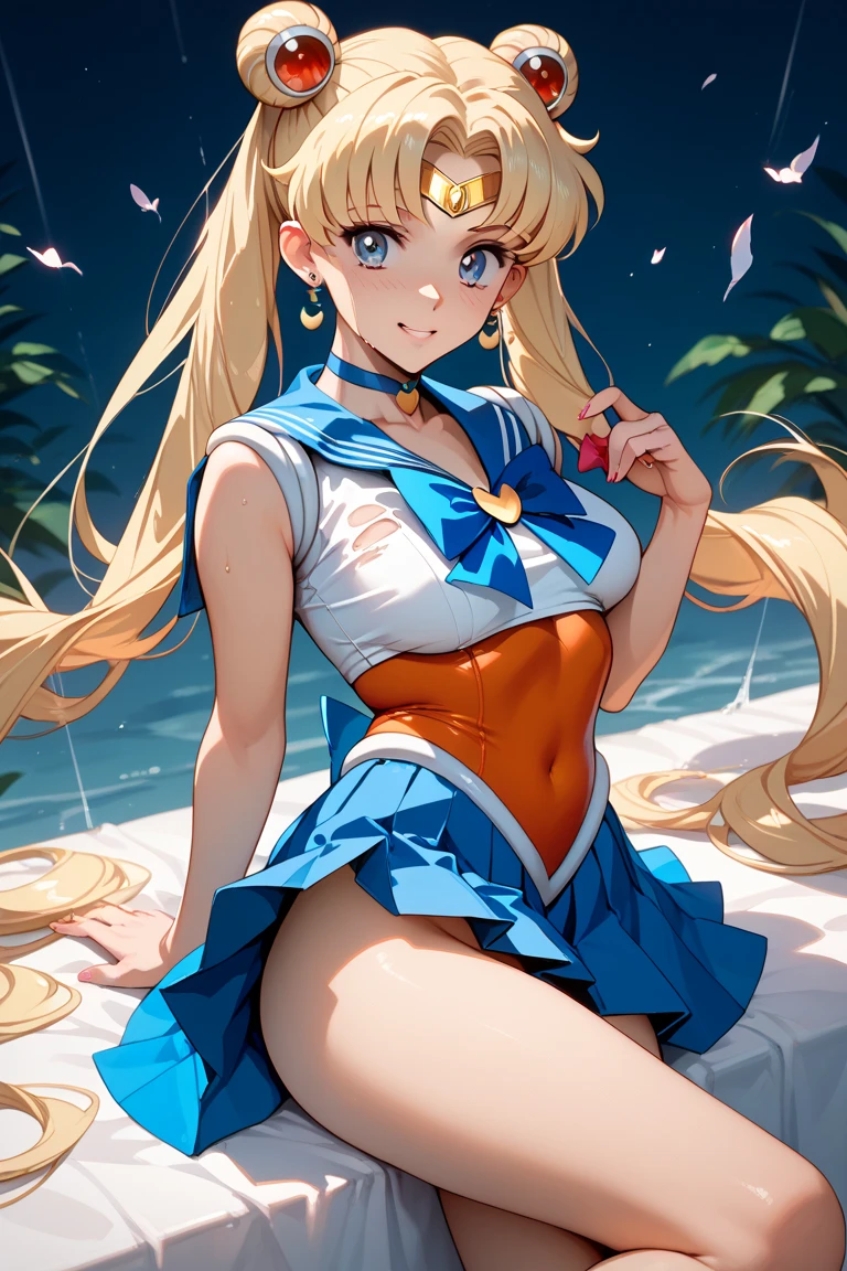 (masterpiece), highest quality, expressive eyes, perfect face, open your mouth, cum on tongue, cum in mouth, tongue, tongue out, short hair, blush, smile, Ahegao, big breasts, short hair, Sailor Moon Uranus, blonde, blush, Sweat、Soak a large amount of white slime please open your legs please bend your knees Pee Clear yellow liquid flowing from the crotch Sweatでいっぱい Clothes are wet and transparent The surrounding area is full of white slime, cloudy liquid pool full of white slime white slime dripping from above
