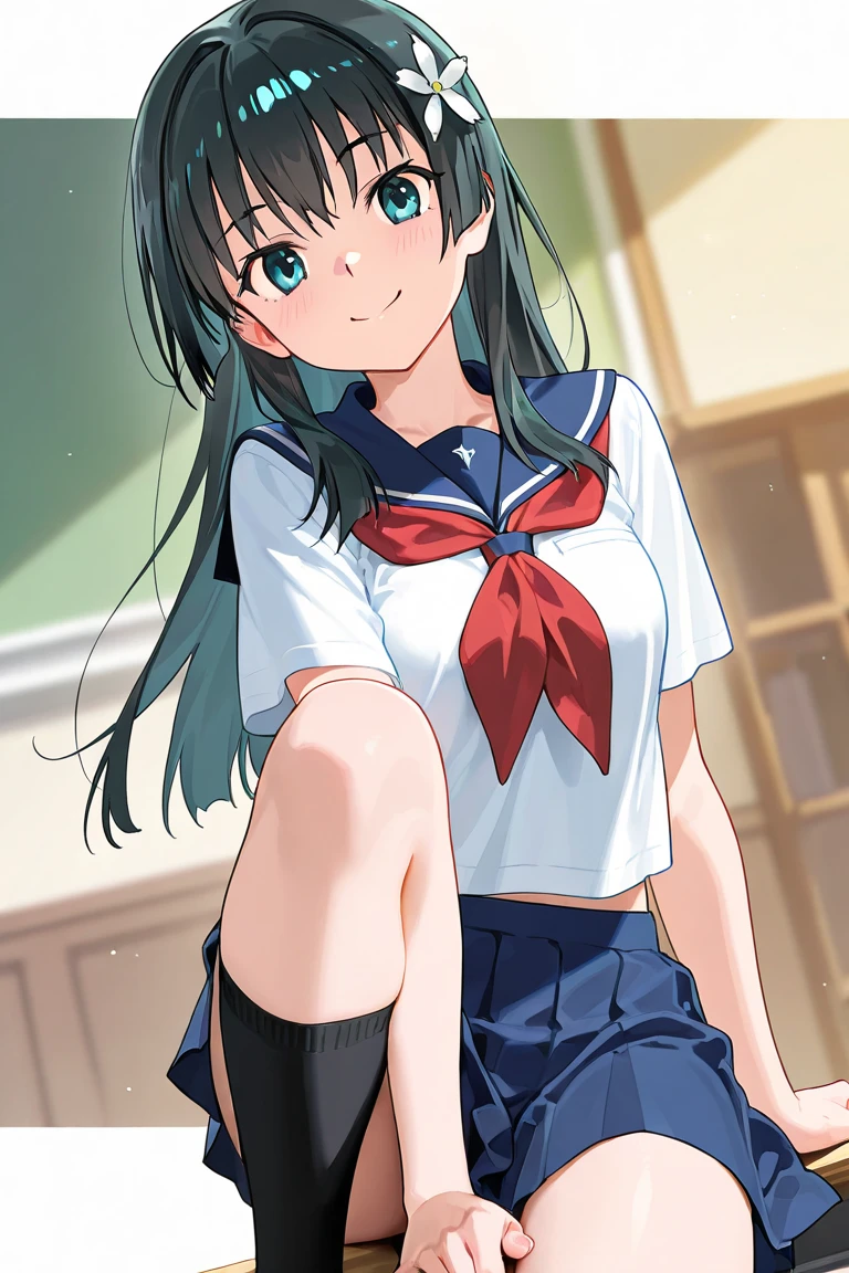 Highest quality、High resolution、Detailed Background、(Beautiful face in every detail:1.4)、Anatomically correct、(Detailed facial expressions)、
age beauty、(Highly detailed face:1.2)、(Huge breasts:1.2)、cute hair color、Bobcut、ponytail、cute hairstyle、Attractive Big Butt、Perfect body line、well-groomed eyebrows、cute gesture、

(Two beautiful girls sitting at a desk in a classroom with big smiles:1.5)、

Navy blue sailor suit、White sailor collar、Pleated mini skirt、White Stockings、
Under the skirt、Under the skirt、(close-up underwear:1.3)、View from below、Are standing、
Butt、Panty shot、(underboob:1.3)、Panty Shot、cute