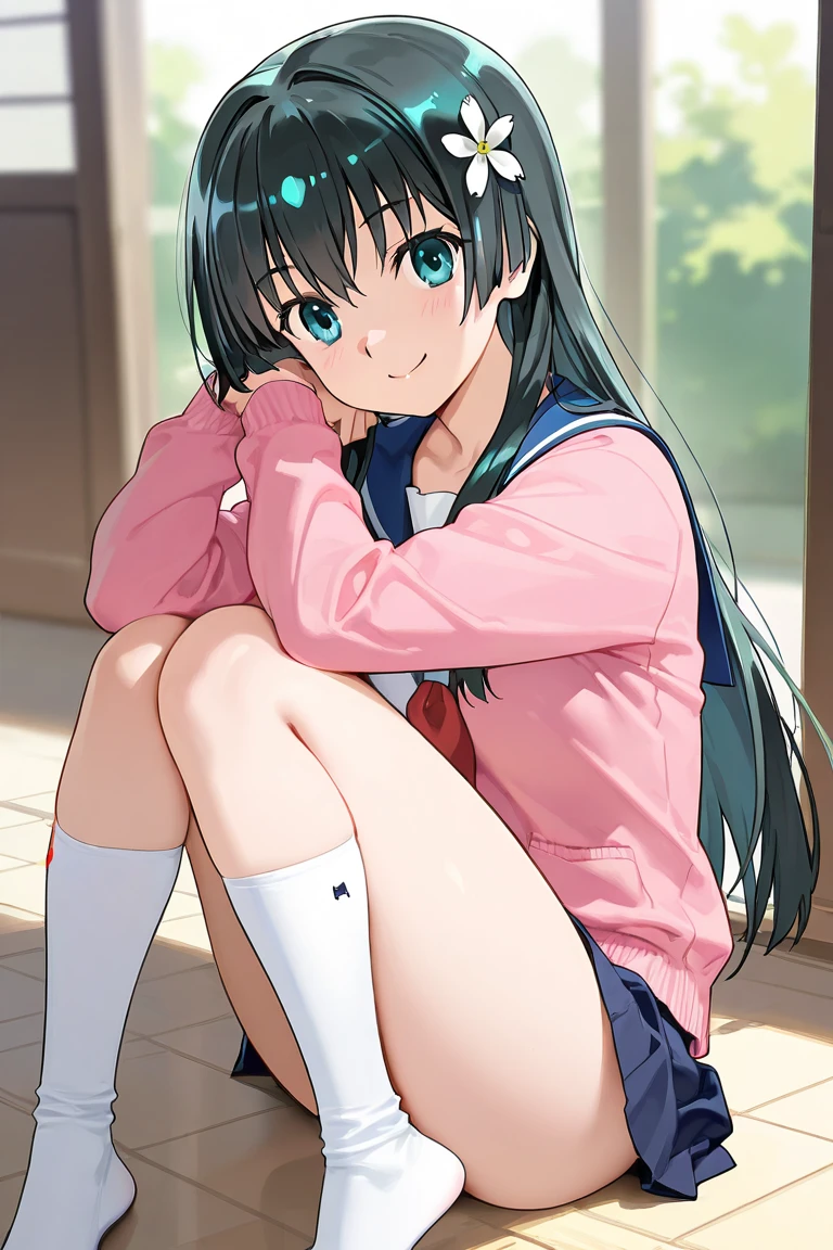 masterpiece, ultra quality, ultra sharp, ultra detailed, 1girl, solo, (((good anatomy))), haduki kurumi, (tattered torn dripping wet white gym shirt), navy gym pants, animal ears, randoseru, name tag, Japanese anime pose, laugh, BurumaShorts, Buruma, Gym Uniform, (((lying:1.4,  spread_legs, legspread, split_legs, spreading legs)), (randoseru backpack:1.4), (smirk smile), buruma, blue buruma, black buruma, (cameltoe), (tattered torn short sleeve white gym uniform with colored hem), (tiny nipples), (white long loose socks), strong lighting, legspread, bukkake, cum on clothes, cum on legs, cum on buruma, cum on bloomers,