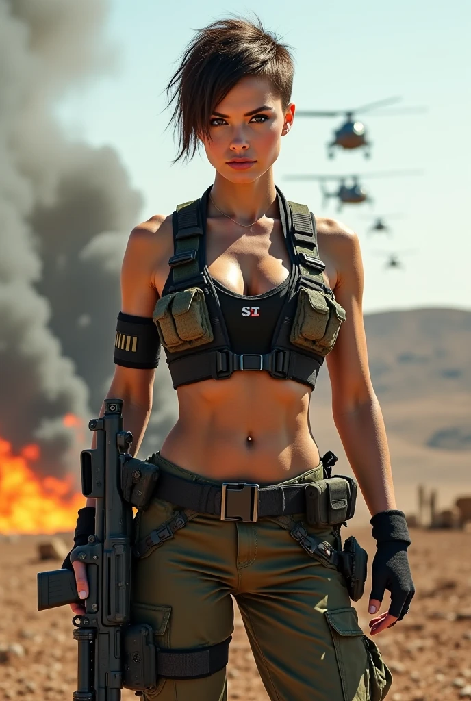 (((cartoon))), sexy hot girl, ((airforce uniform)), ((aircraft runway strip background)), (((explosions and chaos and napalm)))
(very short hair), (insane mad creepy eyes), cheeky smile, smoldering particles, runing away
anxiety, beautiful face, (detailed skin, skin texture), (Muscles:1.4), huge breast, tan, fire ash
professional majestic oil painting by Ed Blinkey, Atey Ghailan, Studio Ghibli, by Jeremy Mann, Greg Manchess, Antonio Moro, trending on ArtStation, Intricate, High Detail, Sharp focus, dramatic, photorealistic painting art by (greg rutkowski:1.1)