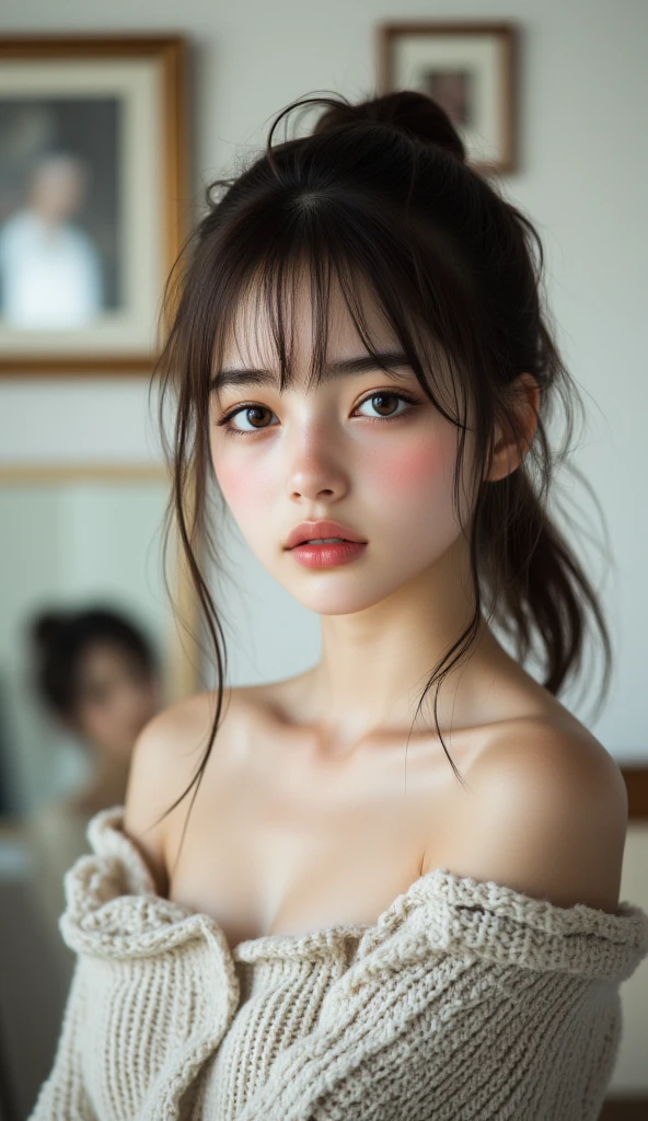 super close-up of a beautiful small breast