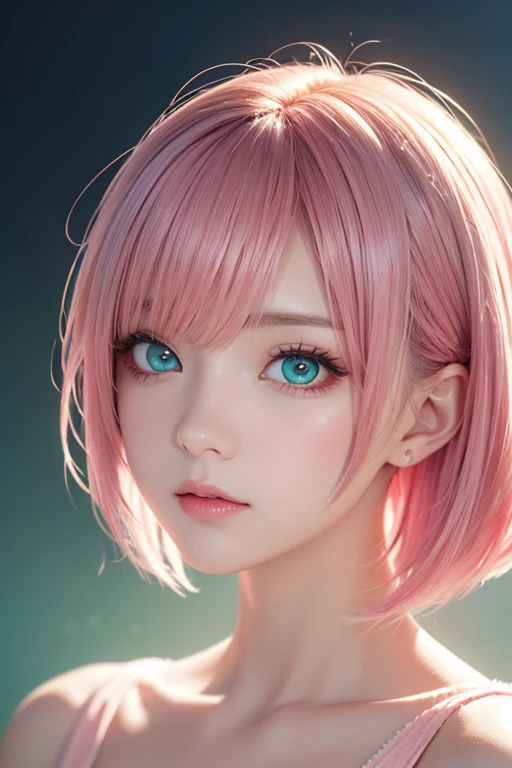 (amia:0.9), closed mouth, cat ears, pink hair, short hair, head shot, face focus, slim, slender, looking at viewer, (masterpiece), (best quality:1.2), absurdres, intricate details, rimlit, (highly detailed skin:1.2),