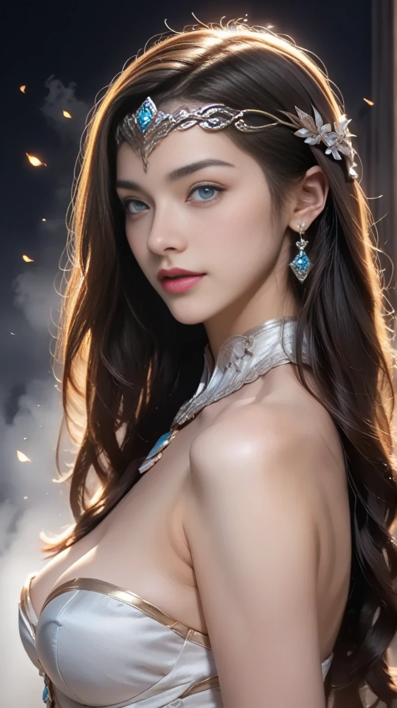 masterpiece, Awesome girl, pretty girl, bust, High Detail Eyes, Perfect Eyes, Portraiture, A face with attention to detail, Same eyes, Glare, Rainbow-colored, Global Illumination, Soft Light, dream lights, Digital Painting, 8k Close-up, Fantasy, Night Sky, performer, nebula, White Crystal, moonlight, Tranquility, summer, (8k:1.1)Dirty Body Upper Body Sweaty Big Breasts Expose Fluid from nipples Reverse Rape Slimy saliva Urinating Watching the audience Attractive body Muscular lure sweating