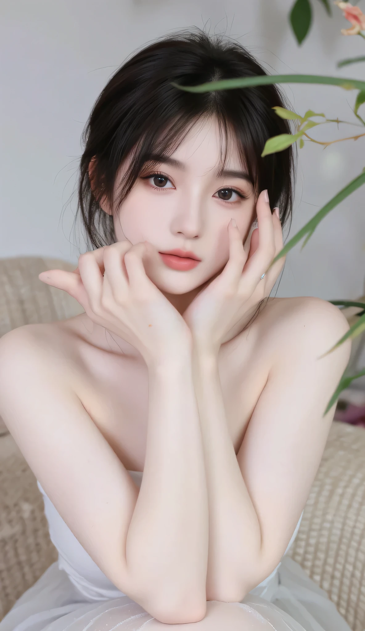 natural portrait　cute　woman　 Korean　skirt