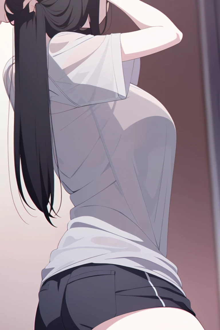 a beautiful anime girl tongue kissing another beautiful anime girl, taking off their t-shirts,,dramatic lighting,intricate details,delicate skin,,sensual,romantic,erotic,intimate,soft lighting,depth of field,glowing skin, NSFW