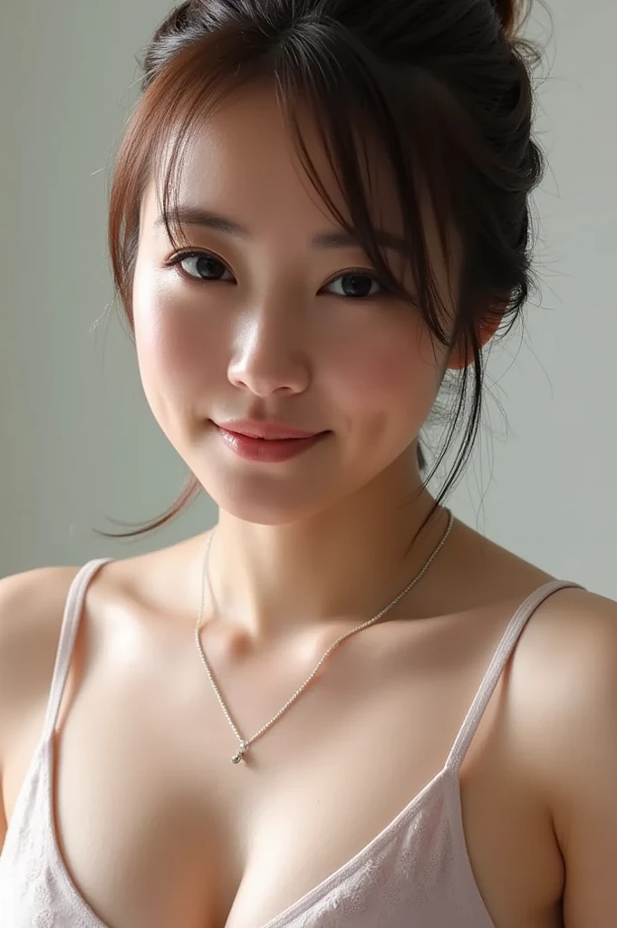 ((best image quality, 8K, master piece:1.3)), 1 girl, Beautiful woman with slender abs:1.3, (casual hairstyle, :1.2), Sexy low cut bra,Bra color is optional,Extra large,my skin is very white,Extra-fine face, detailed eye, double eyelid,smile。Let's take a photo with a cute pose,numbers are very bad,small small waist,super big breasts,close,close chest,white skin,The background is casual,close Shot Shot