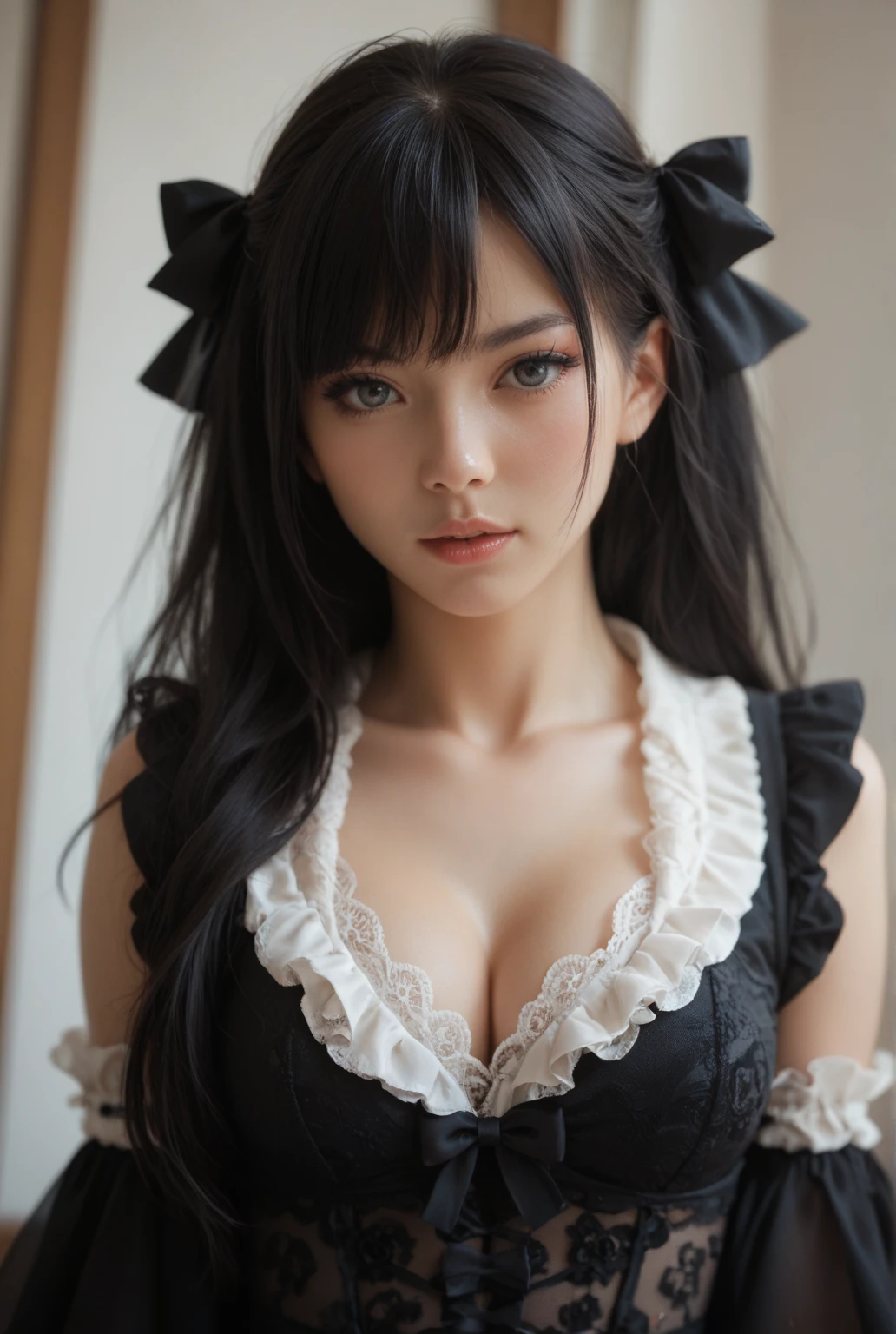 {{{{{16k, nsfw, Her reaction when she kneels down and looks up and sees a cock for the first time, Let her lose her immaculate virginity, thicken the lips look pretty, When she gets her ideal face and body, Tits that get rounder bigger, her deep tight cleavage, Her adolescent tits jiggle and grow with her cute flower pattern frills blouse, When her need for approval was satisfied she evolved into a cute once-in-a-millennium, Lips that drive the sexual desire of those who see them, She evolved into an deep cleavage because of the eroticism of her puberty-specific sensitive feeling expression and glossy lips, cute nipples, As she becomes prettier her lips become thicker, It's so erotic that it's hard to believe she's a virgin, She's sweaty and soupy}}}}}, {{{{{a innocent girl with made-up cuteness, transforming a Japanese girl into her facial rank to the SSS rank of top-notch pretty actresses, She's in a romantic hotel filled with female hormone steam, her beautiful slender underbust, slender curvy cute waistline, she grew into a girl that she had an lewd fetish for lips and necks and waistlines, her clearer nip line from underbust to hips, Her hair is replaced by a bang glossy medium long lovely black hair, The growing body is reproduced with thick vivid lips}}}}},{{Extremely detailed}},{{{{{cute hairband, Sexually unused body with pure and innocent aura, When the plastic surgery is finished becomes an innocent girl, integrated her head and face small}}}}}