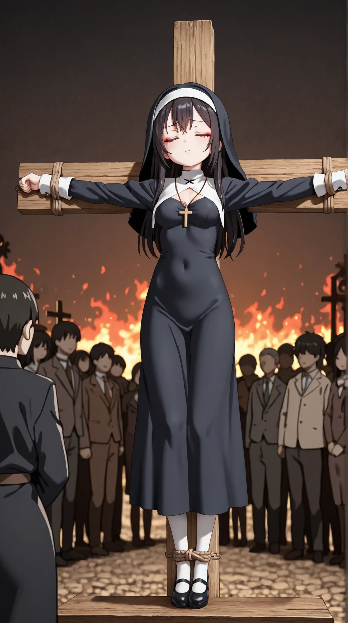 {artoria pendragon_fate ubw:1.15},(((black hair:1.5))), ((beautiful dark blue eyes)), , (( ambient light)), ((sunlight , strong light )) , ((1 very tall girl:1.6)),, alone,((detailed eyes, squinting,:1.7)), hair between eyes,,, ((bare shoulders)),, cleavage, thighhighs, ((( long straight hair:1.5 ))), ((topless:1.5)) , beautiful light, , close up face:0.5, ((upper body:1.5)), navel, , ((sitting on gold liquid:1.6)),
BREAK, (shackles:1.5), ((arms behind head:1.5)), trouble eyebrow, BREAK , ((white lace panties:1.5)) , love juice, nsfw,(ecstasy:1.8) ,(slut:1.6),(vulgarity:1.7),(fucked silly:1.8),(steam:1.5),(wet:1.5),(trembling:1.5),,(sweat:1.5),open mouth:0.8, wince,(orgasm:1.7), trembling:1.8, ((open mouth)), beautiful upper body, Beautiful body, beautiful character design, perfect eyes, Perfect face, expressive eyes,,(church:1.5),in the center of the image, official art,High Definition CG Unity, Perfect lit, bright_front_face_lit, ,(Highest_quality:1.0),4k,Super detailed, photograph, 8K, nffsw, High resolution, absurd:1.2, kodak portrait 400, film grain, Lens flare, (lively_color:1.2) (beautiful,small breasts:1.4), (beautiful_face:1.3),(narrow_waist),((blush)), ((detail nipple)),,saber,