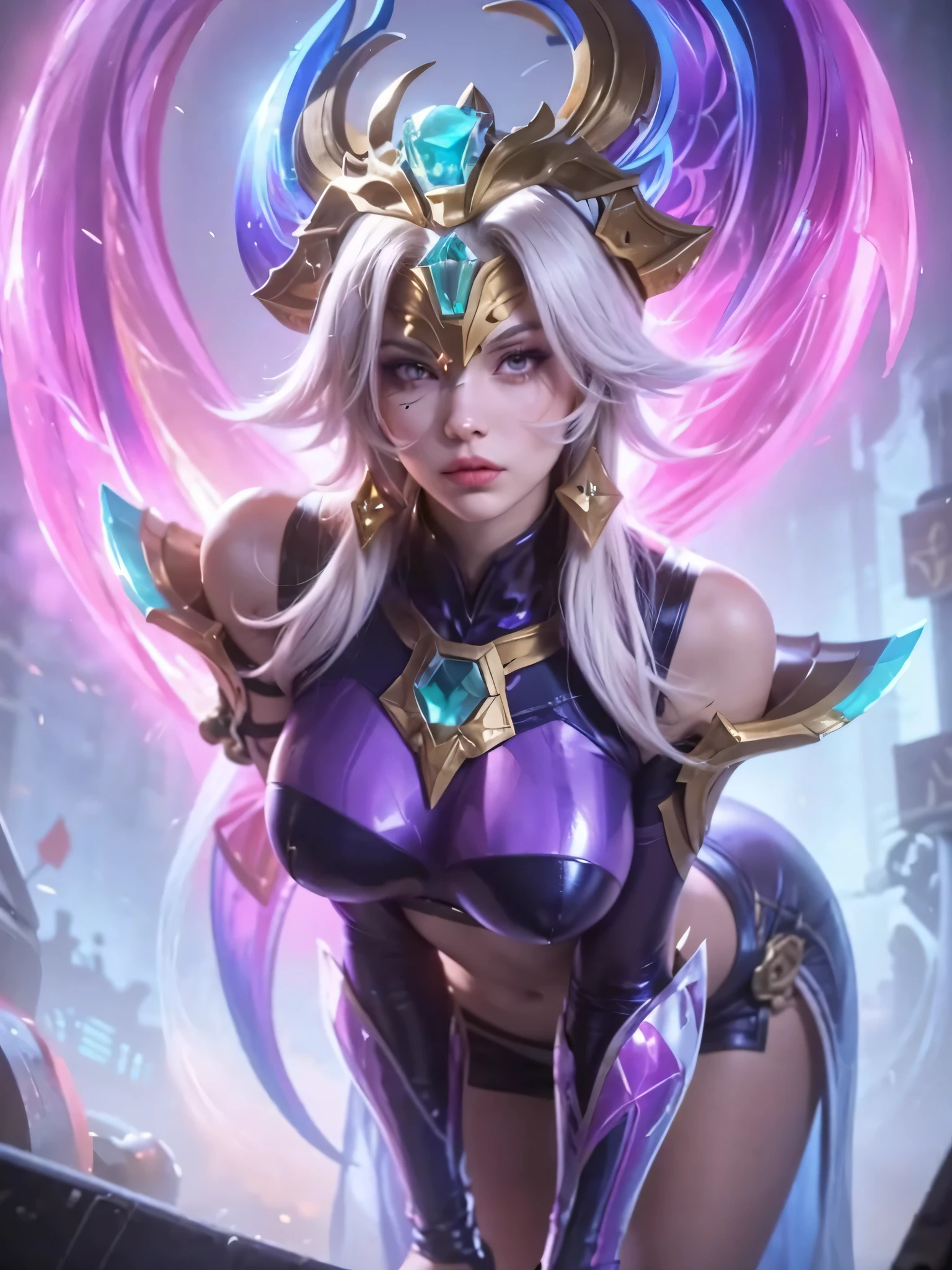Beautiful dark mage (Masterpiece: 1.2, The best quality), (1 , only), big breasts, (dynamic posture), (shiny skin, Redskin carmesí), Redskin carmesí, Dark Maga Girl Sezy Demon Version, Redskin, Thin and lace gloves, ( little demon horns:1.1), (Lilith \(dark stalkers\)), (sky), fringe, (joya, golden ornament:1.15 ), pelvis grande, blue (shackles:1.1) Dark Magician Girl Sexy Demon Version. Magic circle and magic hearts... magic hearts
