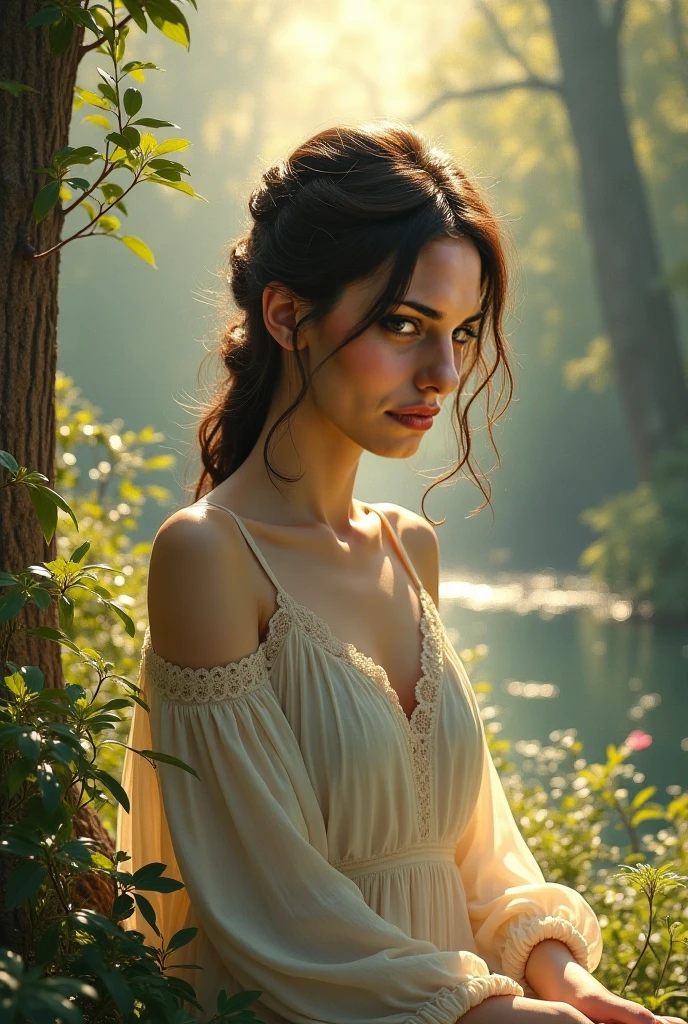 1 girl, serene expression, mesmerizing eyes, straight long hair, flowing dress, poised posture, porcelain skin, subtle blush, crystal pendant
BREAK
golden hour, (rim lighting):1.2, warm tones, sun flare, soft shadows, vibrant colors, painterly effect, dreamy atmosphere
BREAK
scenic lake, distant mountains, willow tree, calm water, reflection, sunlit clouds, peaceful ambiance, idyllic sunset, ultra detailed, official art, unity 8k wallpaper
, zentangle, mandala