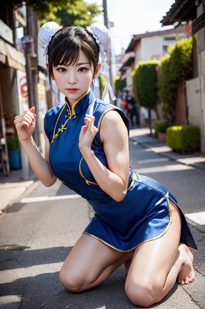 a sexy woman, (best quality), (masterpiece), (1girl), slim, anime, (flat chested), (chinese dress), (running), (protrait), (naked legs)