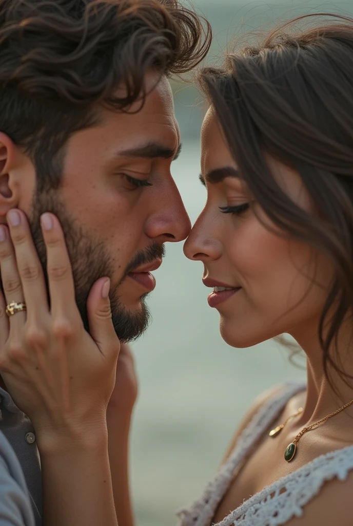 A man hold a hand of girl and kiss him