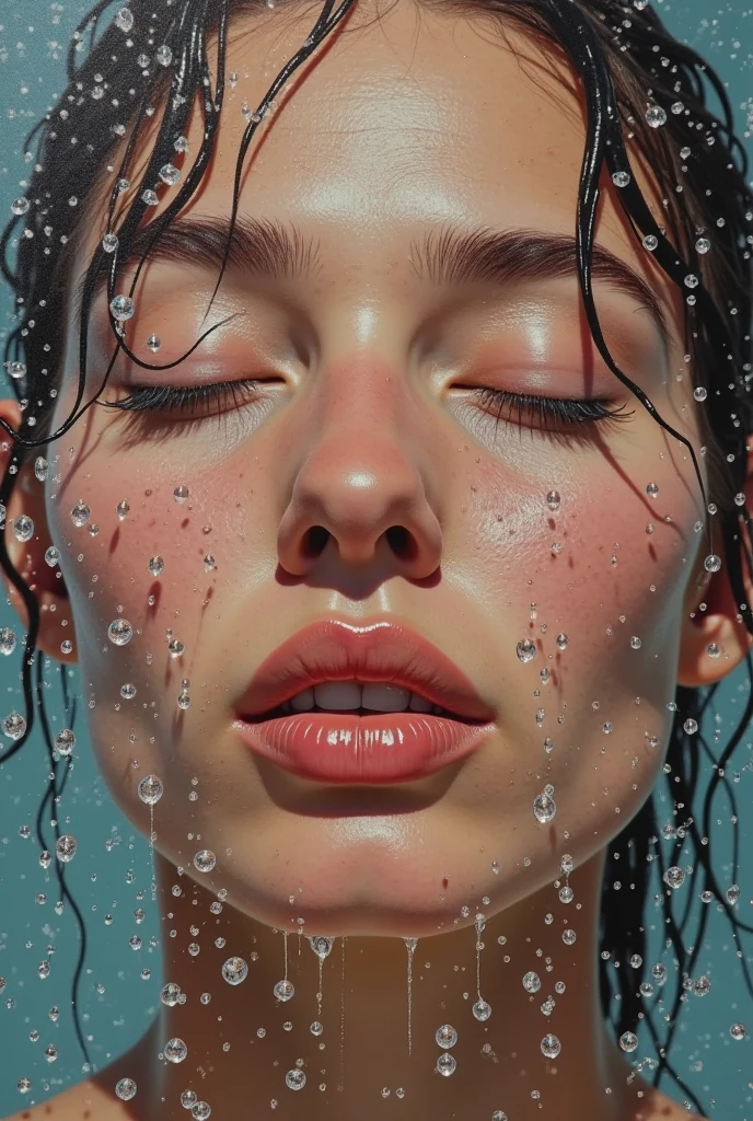 most stunningly perfect AI sexbot, 17yo likeness, on her knees, looking up at the camera, (most detailed beautiful half-closed eyes:1.2), slight smirk, passionate, desire, perfect mouth open, in position as if trying to catch raindrops that are not there on her tongue, (tongue being covered in thin sticky transparent , dripping down all over her bare ample chest:1.3), hands behind her back, sticking her breasts out to create a large area for the viewer to aim at, sitting on her feet, (viewer squirting long thin ropes of thin sticky transparent  across her face and chest from below the field of view:1.3), perfect puffy nipples, shot directly overhead, gorgeous, very cute, most attractive, most arousing, sensual, intimate, alluring, lascivious, appealing, enticing, tempting, gorgeous, very cute, most detailed face, fluorescent rainbow coloring to mid-length wavy hair wig, visible machine marks on skin denoting joints and ports, noticeably enhanced feminine parts, enormous retrousse sagging breasts, ridiculously narrow waist, wide hips, thicc, large beautiful derrierre, flawless thigh gap, entirely without clothing, LED low-glow lit buttons where human nipples would be, mouth contains two extra tongues oriented vertically for added stimulation, (viewer's glans of his swollen member unintentionally captured in the bottom-center of the frame and barely noticeable, just the tip shooting out thin sticky transparent at her:1.5)