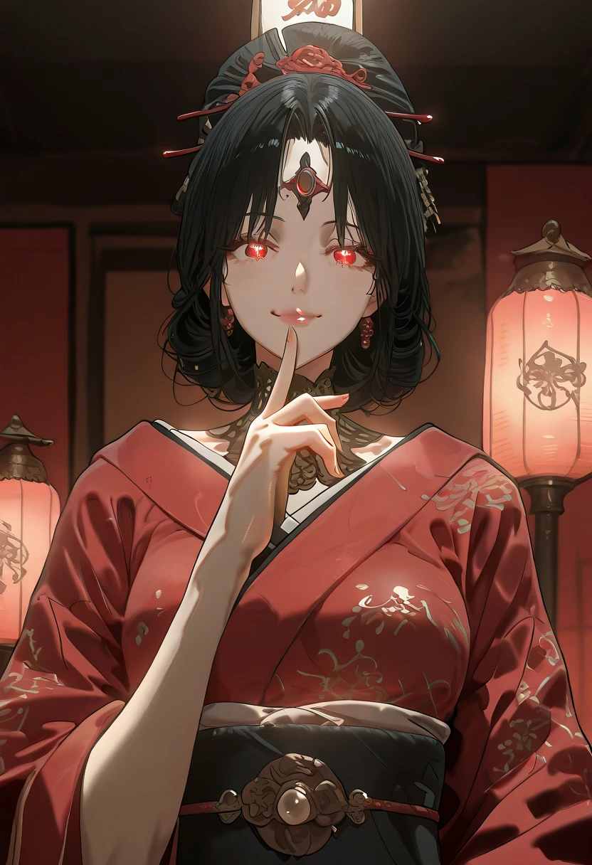 (depth of field:1.4),(blur:1.3),(night:1.4),(dark:1.4),(very detailed:1.4),(high resolution:1.1),
(Cursed, dilapidated mansion with endless corridors and rooms that shift mysteriously.:1.2),
1girl,(glowing eyes:1.3),(Carved symbols on the silk robe:1.3),
(Pointing a finger-gun at the viewer with a wicked smile.:1.3),