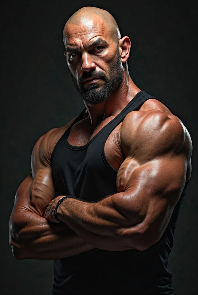 Un bel et grand homme avec des muscles et une poitrine dégagée