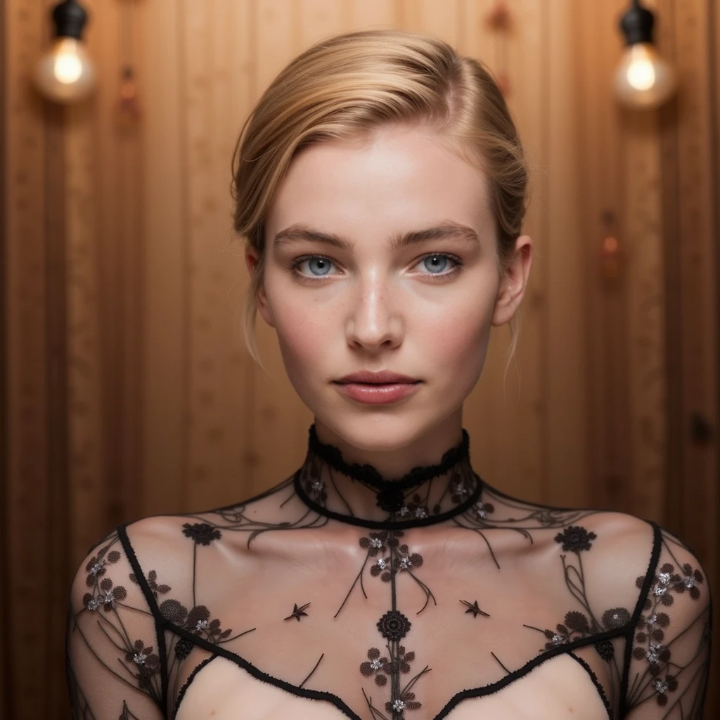 photo of extremely sexy (kdunst:1.05), a woman as a sexy student, closeup portrait upsweep updo, (Tortoise Shell Brown tight long sleeve turtleneck top), at a cantina sitting bar (masterpiece:1.5) (photorealistic:1.1) (bokeh) (best quality) (detailed skin texture pores hairs:1.1) (intricate) (8k) (HDR) (wallpaper) (cinematic lighting) (sharp focus), (eyeliner)