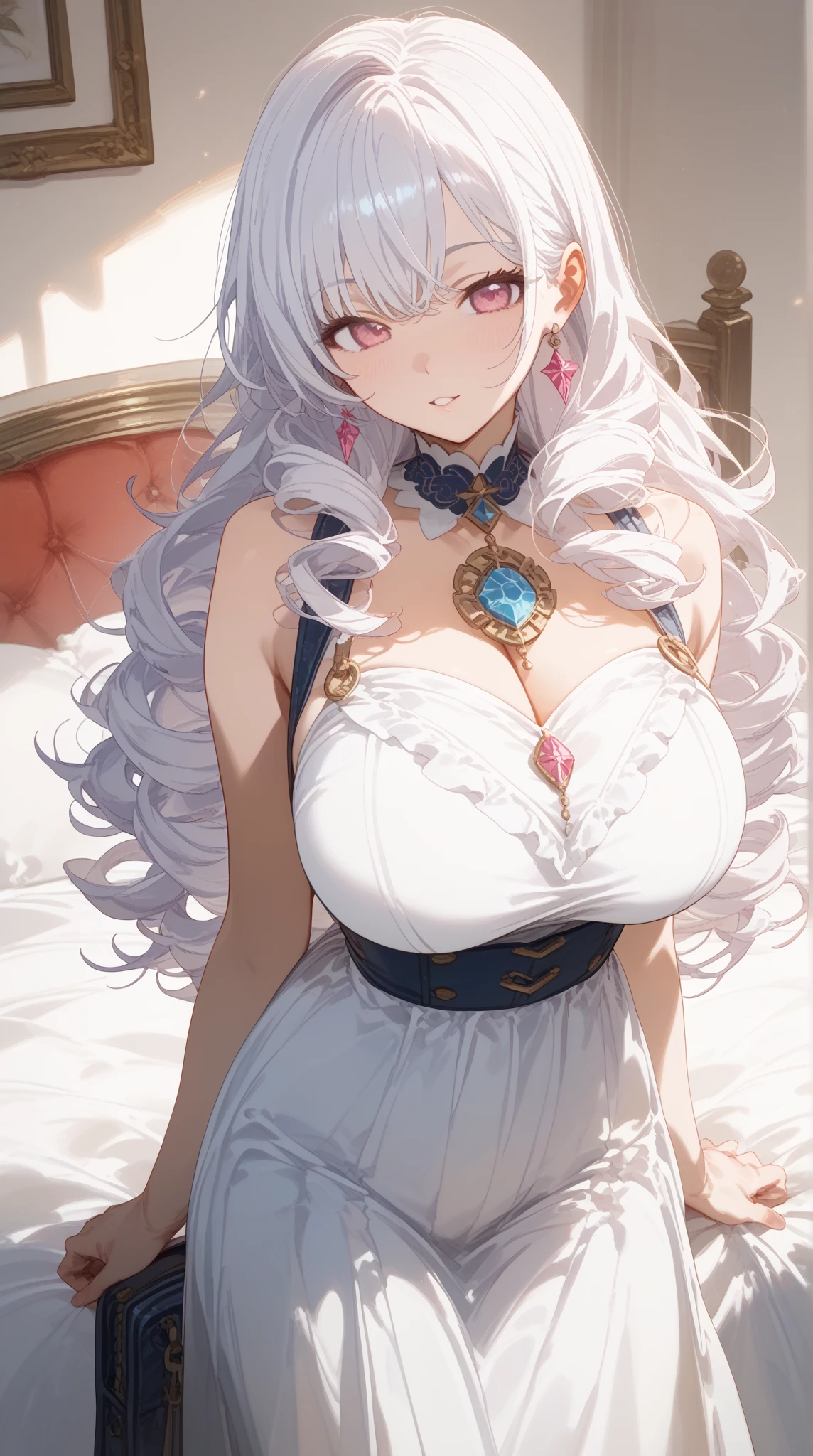((anime artstyle)),(Masterpiece),(Best Quality), (Super Detail),((Very Delicate and Beautiful)),(((Solo))),((full body)),(((1 princess in beautiful embroidery and jeweled gorgeous rococo princess ballgown with voluminous full length hoop skirt))),((crinoline,Long train)),((bling-bling)),(gorgeousfull embroidery and lace),(gorgeous gemstone jewelry),detailed face and eyes,jewel-like eyes,((extremely voluminous straight Hair,Very Long Straight Hair)),(((gigantic boobs))),cleavage,gorgeousfull hair ornament,((extremely gorgeousfull jeweled tiara)),throne room,(standing in castle),luxury palace,Dynamic Angle,Looking at viewer,((beautiful embroidery and jeweled gorgeous rococo princess ballgown with voluminous full length hoop skirt))