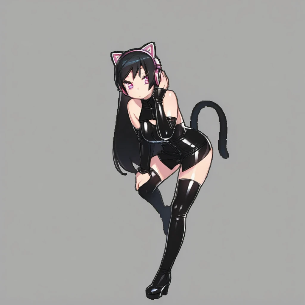 Black skinned beautiful girl cat ears cat tail girl,Murderer,Sexy,grace,beauty,Danger,Tempting,Black leather lace bra,Front convex and back curved