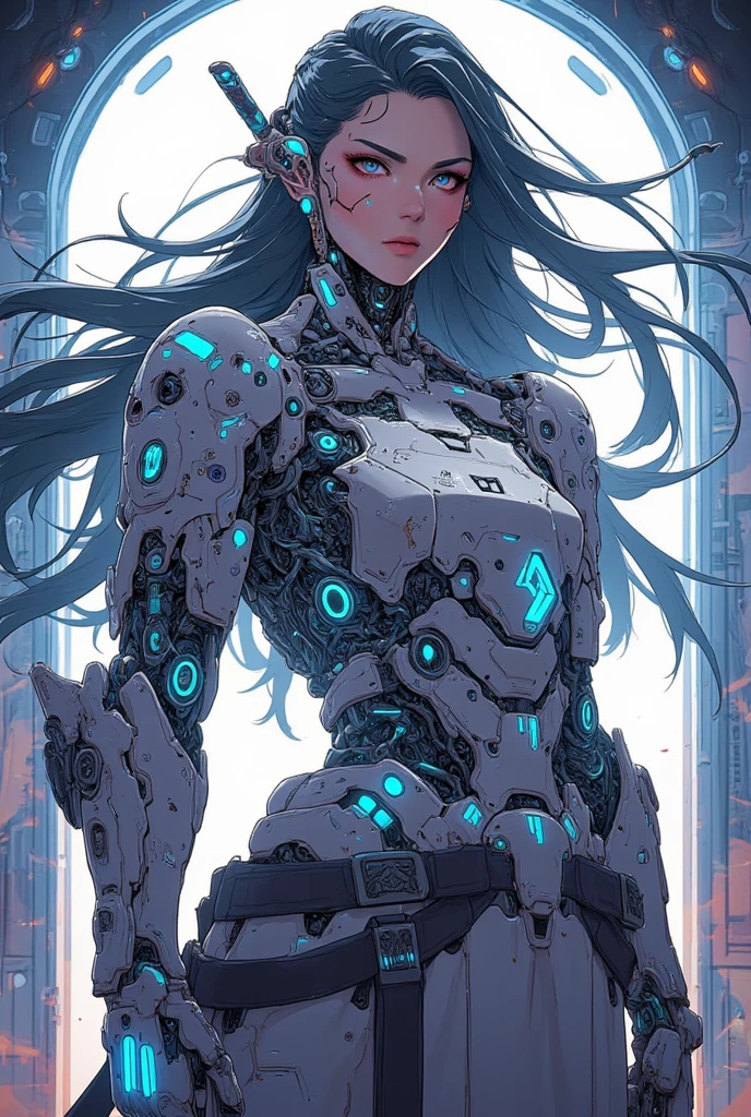 CortanaH, 1girl, realistic, hologram, holographic interface, science fiction, solo, colored skin, blue skin, blue theme, contrapposto, looking at viewer, blue hair, blue eyes, lips, bodysuit, standing, digital dissolve, cowboy shot, navel, gloves, abs, blush, body fur, long hair, monkey tail, muscular, (blue fur:1.5), solo, spiked hair, ssj4, super saiyan, tail
, ,