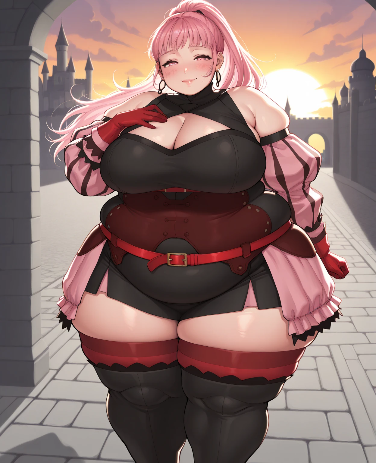 Professional Photography, 8k, highly detailed, intense lighting, daytime photography, sun light,
BREAK,
slave choker, succubus girl, (bat ears), (succubus horns), (black skin:1.6), red eyes, smug eyes, (red glowing hair), straight red hair, big boobs:1.2, blush, thick eyeliner, ((red eyebrows)),
BREAK,
((((Layers of bright colorful accessories)))), sticker-covered platform heels, ((mismatched thigh-highs)), (oversized bows), (((((statement decora fashion))))), (((plethora of kawaii accessories))), the character starring in a Harajuku-themed fashion editorial for a renowned magazine, BREAK, the photoshoot takes place against (iconic Harajuku backdrops), capturing the essence of the district's diverse fashion culture,