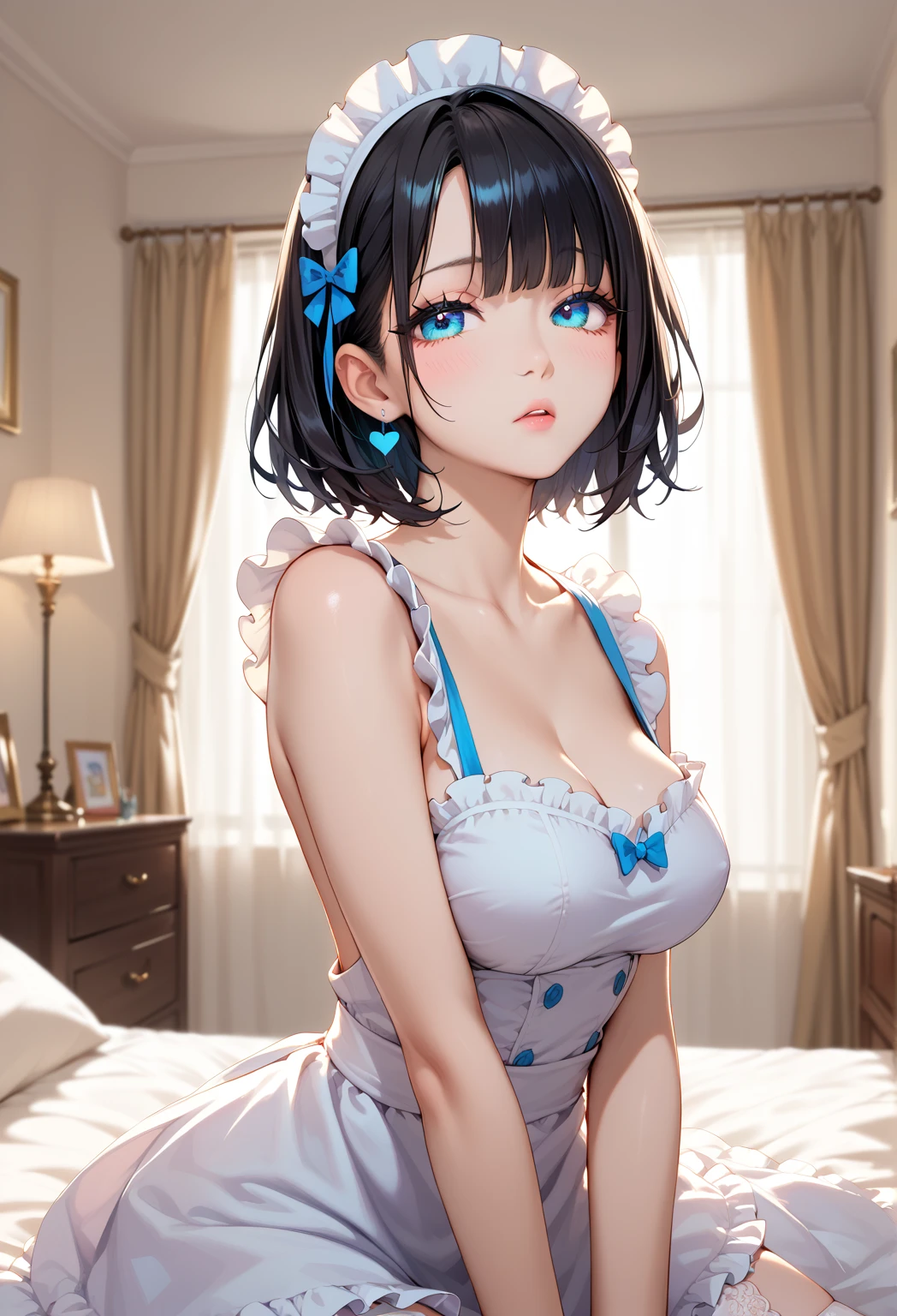 (((blue sexy clothes mesh)))masterpiece, absurdres, hinata\(boruto\), 1girl, solo,mature female, off-shoulder crop top, looking at viewer, (falling petals), perfect composition, detailed lips, big breast, beautiful face, body propotion, blush, (pink lips), long hair, purple eyes, soft gaze, super realistic, detailed, photoshoot, realistic face and body, sexual expression, seductive expression,(very huge bare tits)(sexy red microdress )