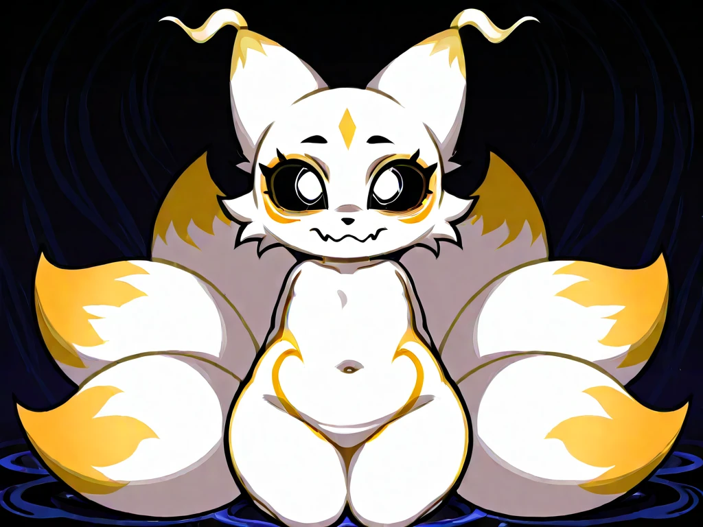 top quality, best quality, by yamame513, High-quality illustrations, masterpiece)(kemono, furry anthro), round, 1 female, Renamon, (Digimon), model body, furs, fluffy, tail, big breasts, perfect eyes, purple eyes, lingerie, body movement, body twitching, pregnant, nervous, pain, breath, moan, strong contractions, spread legs, labor, birth,