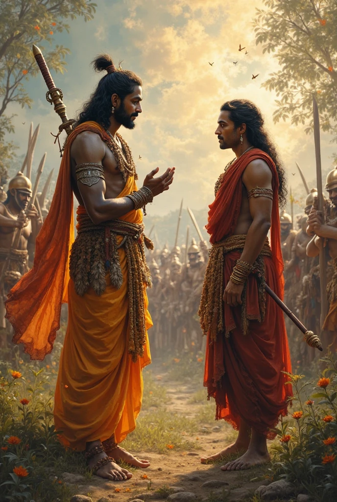 Picture of lord Ram seeing angry and lord sita standing aside