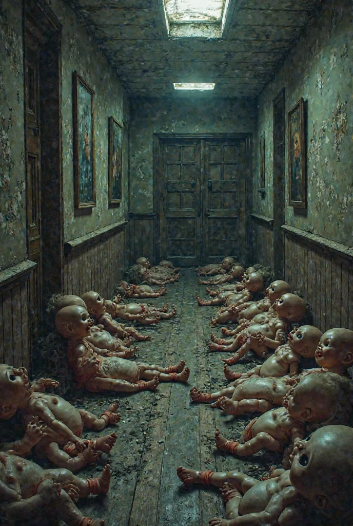<lora:UnsettlingImages:1>, Found Footage, Creepy, an old doll in an abandoned basement, dim lighting