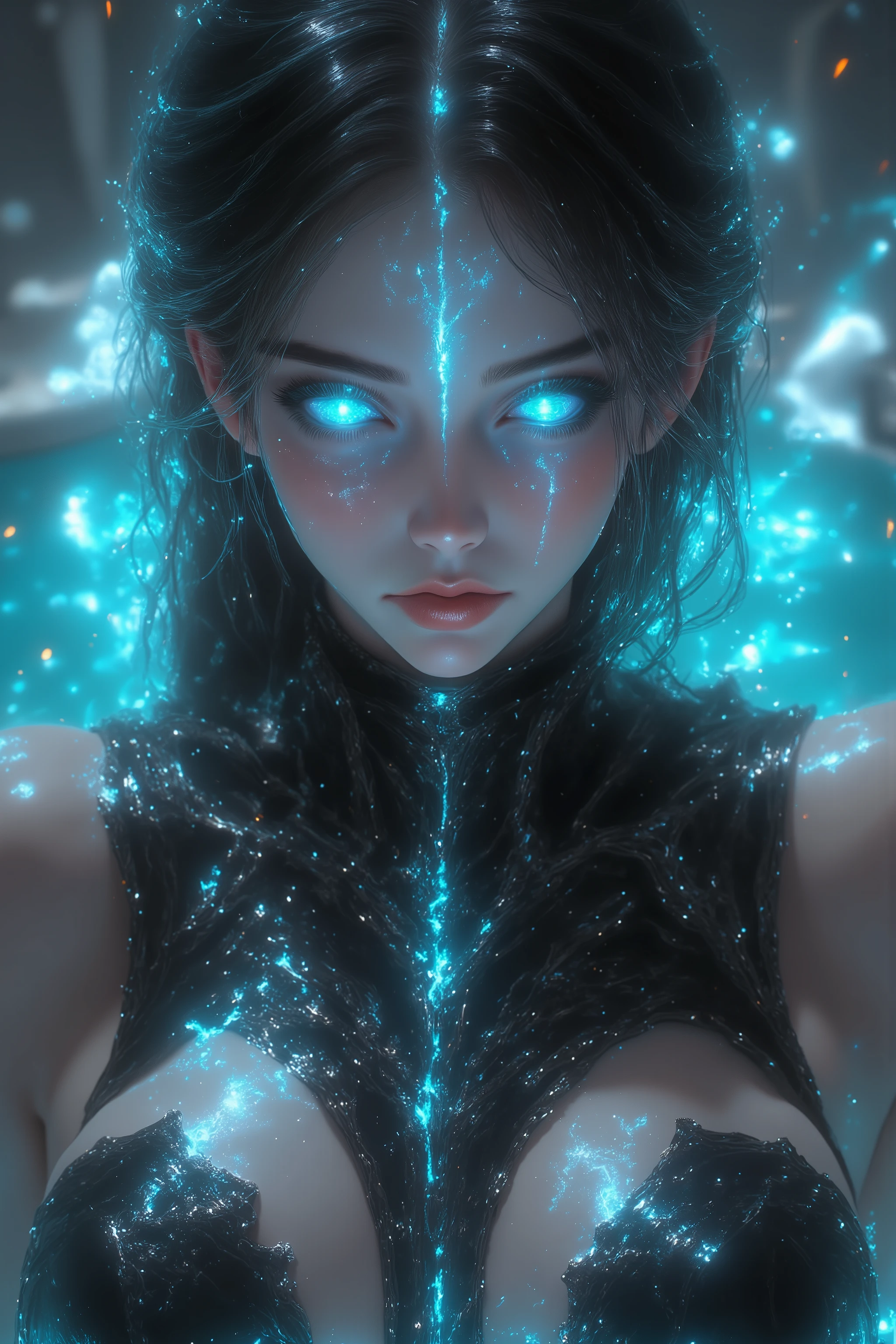 beautiful digital artwork, beautiful digital art, Delicate and beautiful face at the swimming pool, 8k HD OLED detail art, very beautiful digital art, digital art. Highly Detailed, Beautiful detailed body, Create a perfectly symmetrical face,tattoos cover crues, exquisite curves,UHD photos of extremely beautiful death riders , amazingly perfect charming female face, Bold, Dramatic eyes, Bold Eye Makeup, Dramatic eyes, Apply layers and blends for drama , Detailed, vibrant neon glow eyes, very long hair, Focus on the skin,A smooth, even base is essential,Makeup primer、Foundation and concealer,Highlight and contour touch-ups,Create a flawless, natural look, Radiant, Gentle facial curves, fuller cheekbones , Small eyes with wide spacing , jawline not so obvious , Symmetrical Perfect Proportional Facial Features, beautiful curved heart-shaped mouth , slender beautiful tattooed legs , beautiful tattooed arms , perfect female curve body , Delicate Smooth Skin, HUGE BIG , perfect heart-shaped buttocks , Beautiful and slender tattooed legs , Wearing chainmail death rider lingerie jewelry, full body view, Show off your full body,